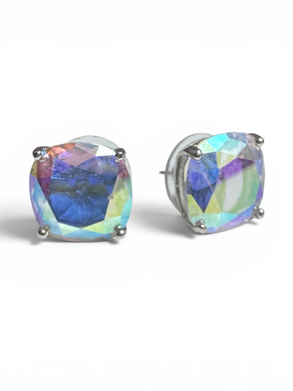 Aurora Borealis Crystal Gumdrop Cushion Earrings